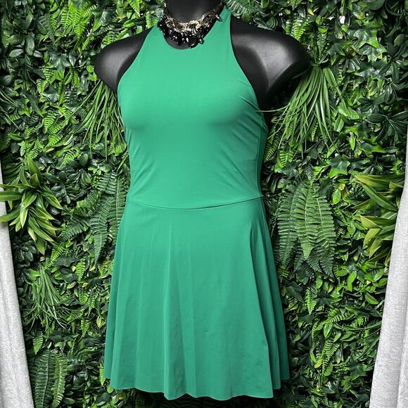 OYSHO Dress Large Green Sleeveless Fit Flare‎ Halter Tennis Shorts Pockets 2660 - Picture 1 of 10